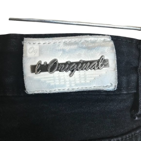 Mickey Mouse Embroidered Back Pocket Jeans Black Women Sz 32 Waist 31" - Picture 4 of 7